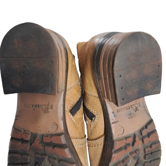 Dromedaris Kenza Leather Heel Cutout Chelsea Boots Size 38 US 7.5-8 Zipper Beige - Picture 7 of 13